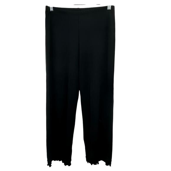 J.Jill Black Ruffle Cuff Crop Pant Pull On Stretchy No Wrinkle Womens XSP Petite - Picture 1 of 6